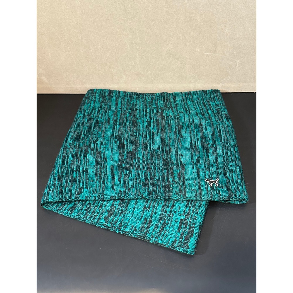 Victorias Secret PINK Infinity‎ Scarf Teal Black Space Dye Knit Dog Logo OS